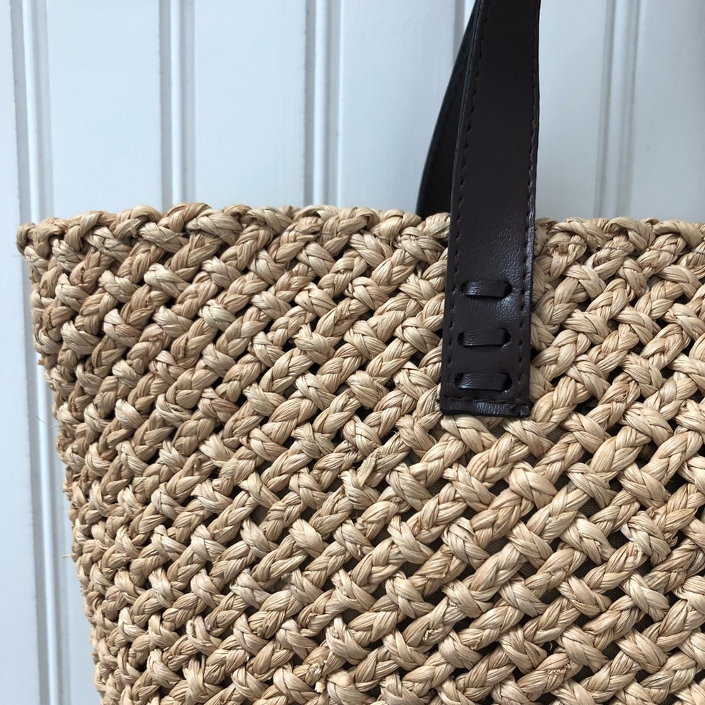 Cornhusk Shoulder Bag w Faux Leather Straps